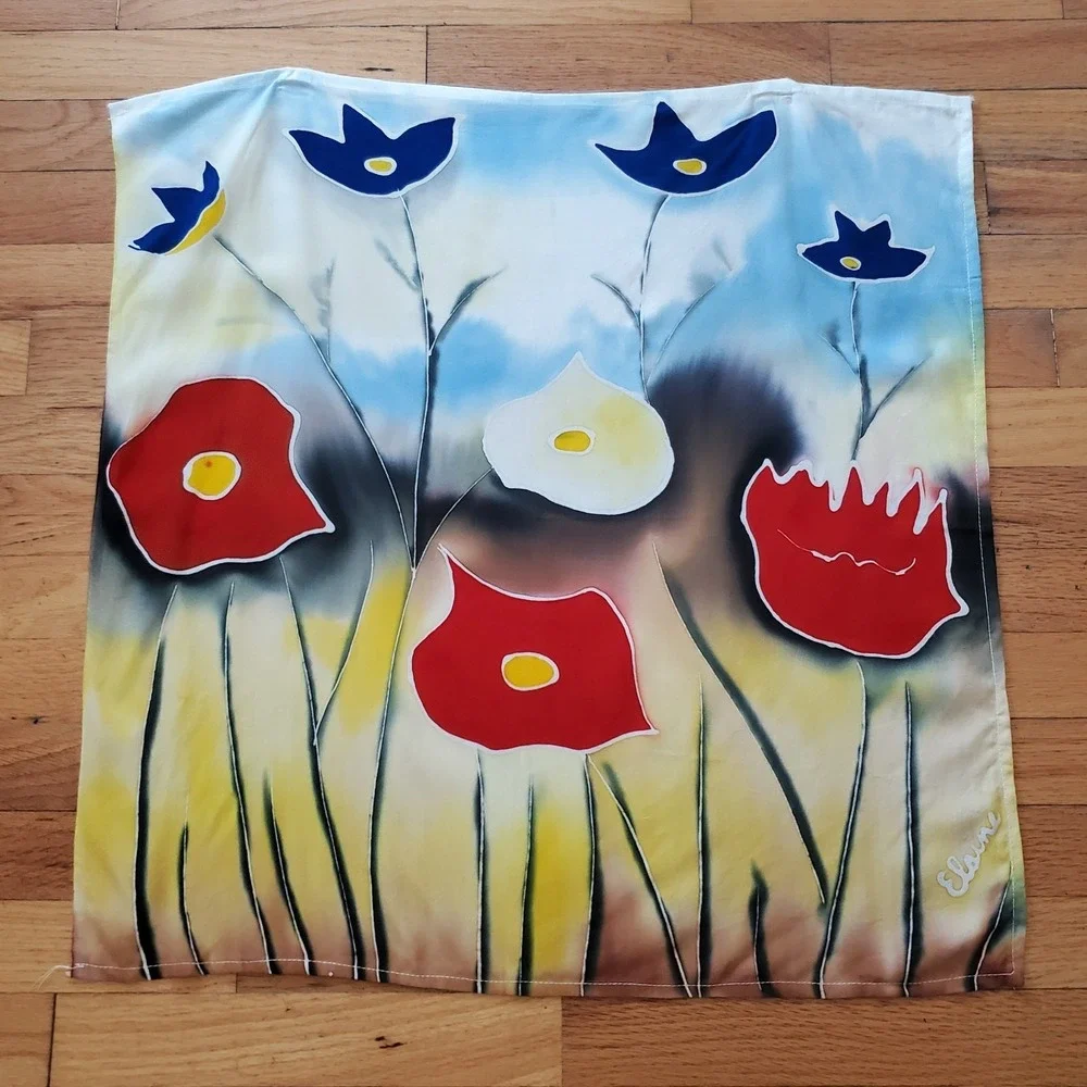 Elaine Signed Square Bandana‎ Scarf Floral 22